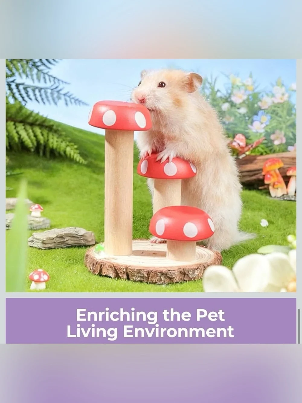 Red Mushroom Climbing Toy for Hamsters and Small Pets, NWT 🍄 🐹